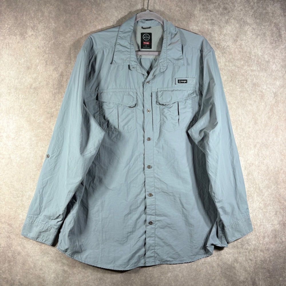 Wrangler Shirt Mens XL Grey ATG All Terrain Gear Utility Hiking Fishing Western